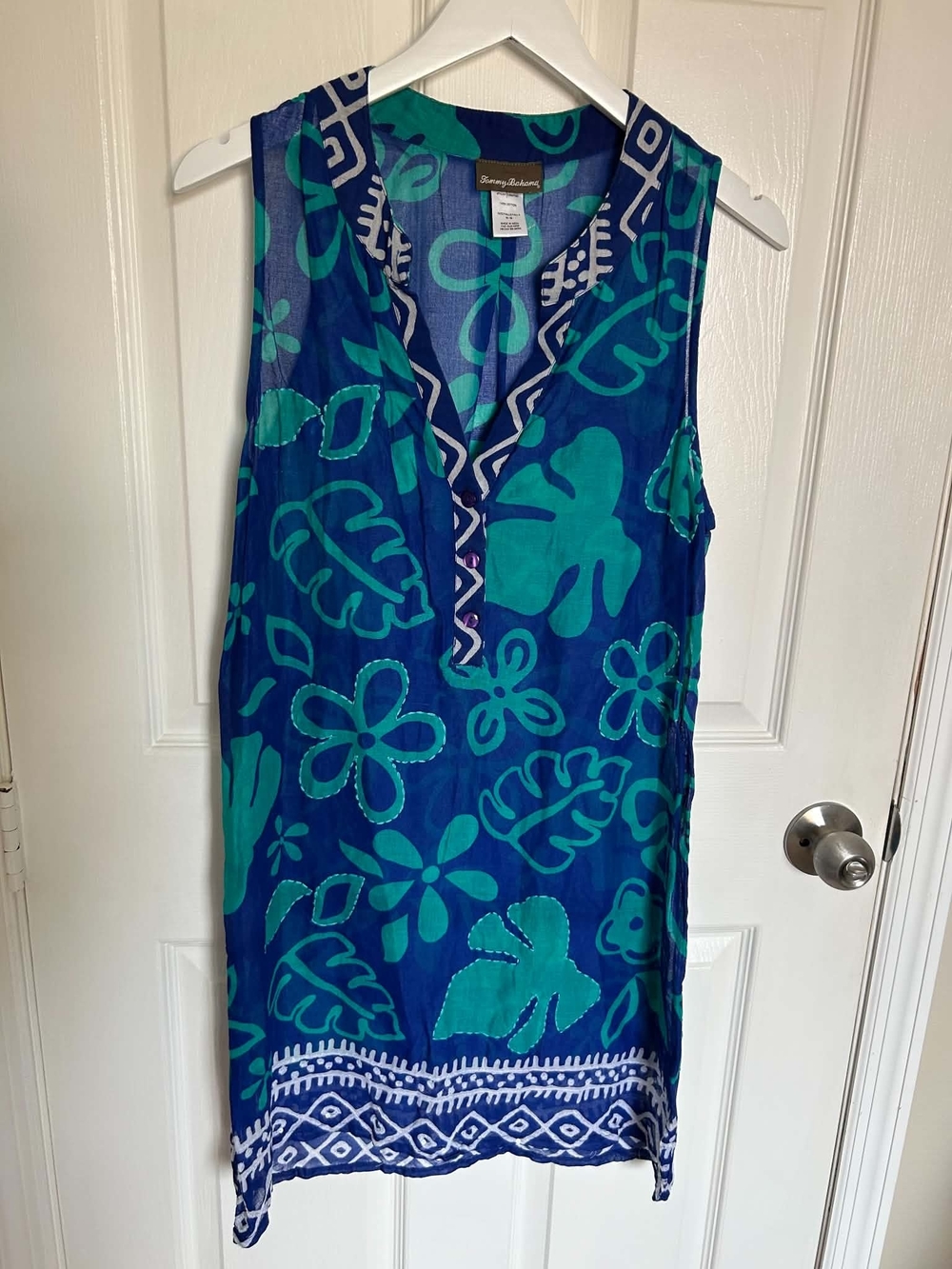 Tommy Bahama Blue & Teal Floral Sleeveless Tunic